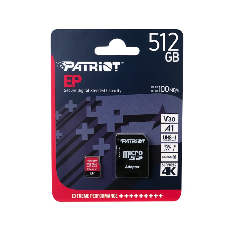 Patriot EP V30 A1 512GB Micro SDXC Card + Adapter